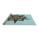 Sideview of Machine Washable Transitional Electric Blue Rug, wshpat2303lblu