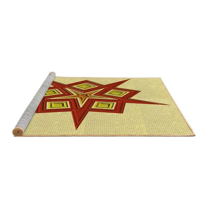 Sideview of Machine Washable Transitional Orange Rug, wshpat2303yw