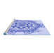 Sideview of Machine Washable Transitional Blue Rug, wshpat2304blu