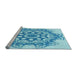 Sideview of Machine Washable Transitional Blue Rug, wshpat2304lblu