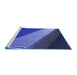 Sideview of Machine Washable Transitional Cobalt Blue Rug, wshpat2306blu