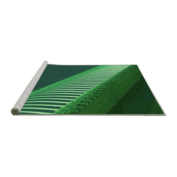 Sideview of Machine Washable Transitional Deep Teal Green Rug, wshpat2306grn