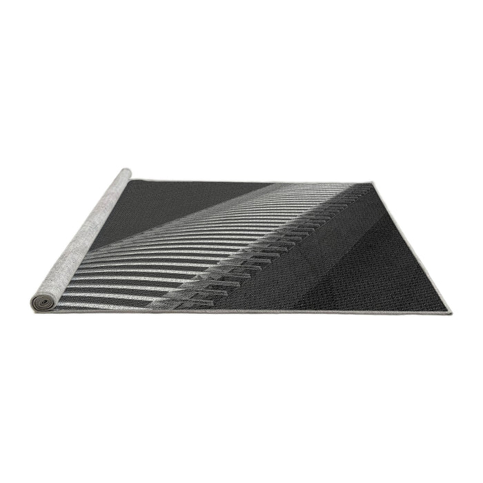 Sideview of Machine Washable Transitional Charcoal Black Rug, wshpat2306gry