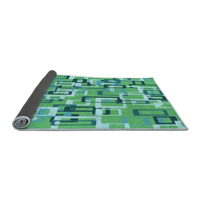 Thickness of Patterned Lime Mint Green Rug, pat2307lblu