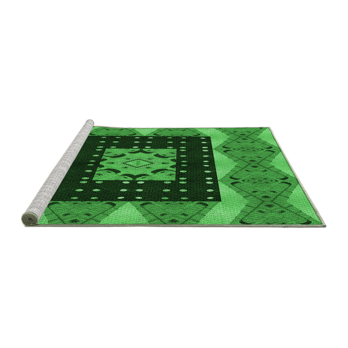 Sideview of Machine Washable Transitional Deep Emerald Green Rug, wshpat231grn