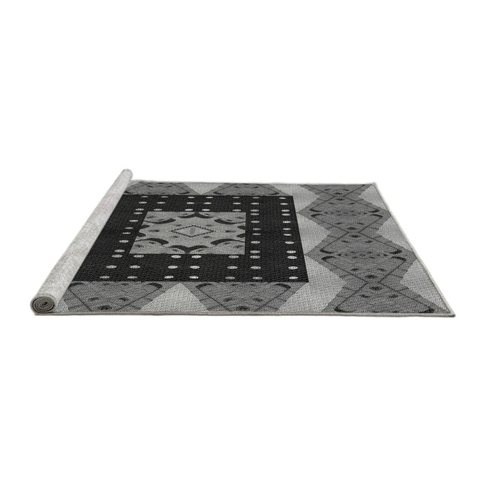 Sideview of Machine Washable Transitional Dark Gray Rug, wshpat231gry