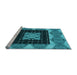 Sideview of Machine Washable Transitional Bright Turquoise Blue Rug, wshpat231lblu