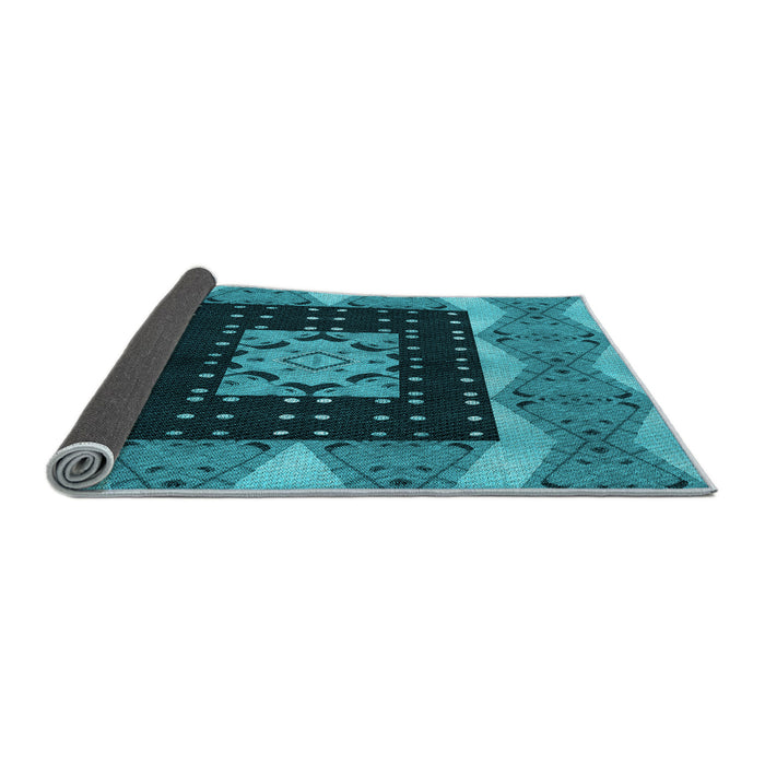 Thickness of Patterned Bright Turquoise Blue Rug, pat231lblu