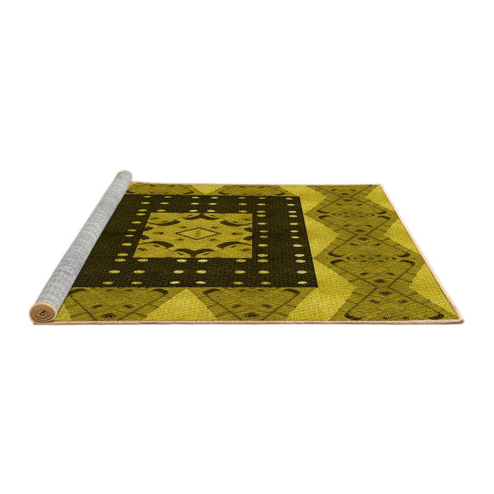 Sideview of Machine Washable Transitional Yellow Rug, wshpat231yw