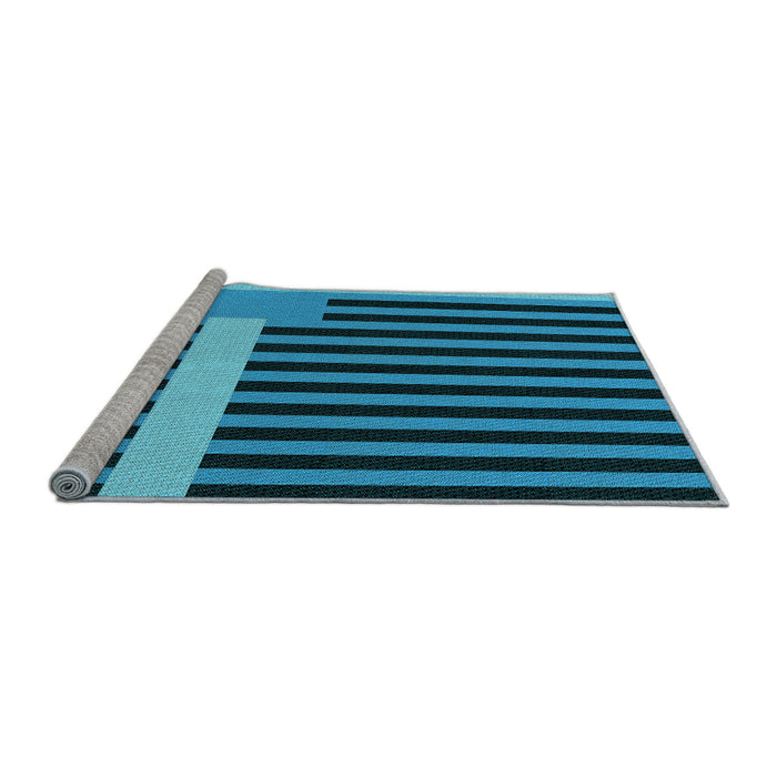 Sideview of Machine Washable Transitional Deep-Sea Blue Rug, wshpat2310lblu