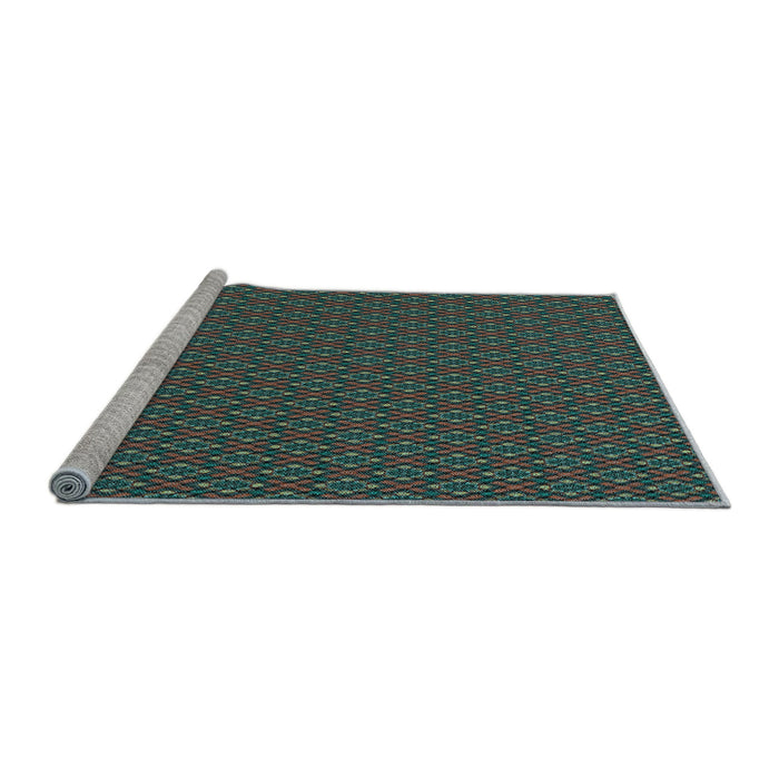 Sideview of Machine Washable Transitional Green Rug, wshpat2311lblu
