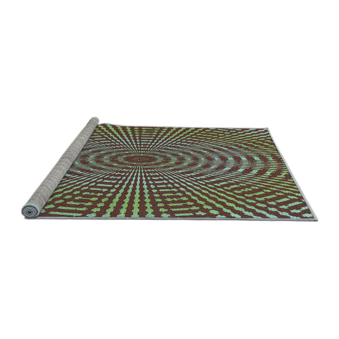 Sideview of Machine Washable Transitional Pastel Green Rug, wshpat2312lblu