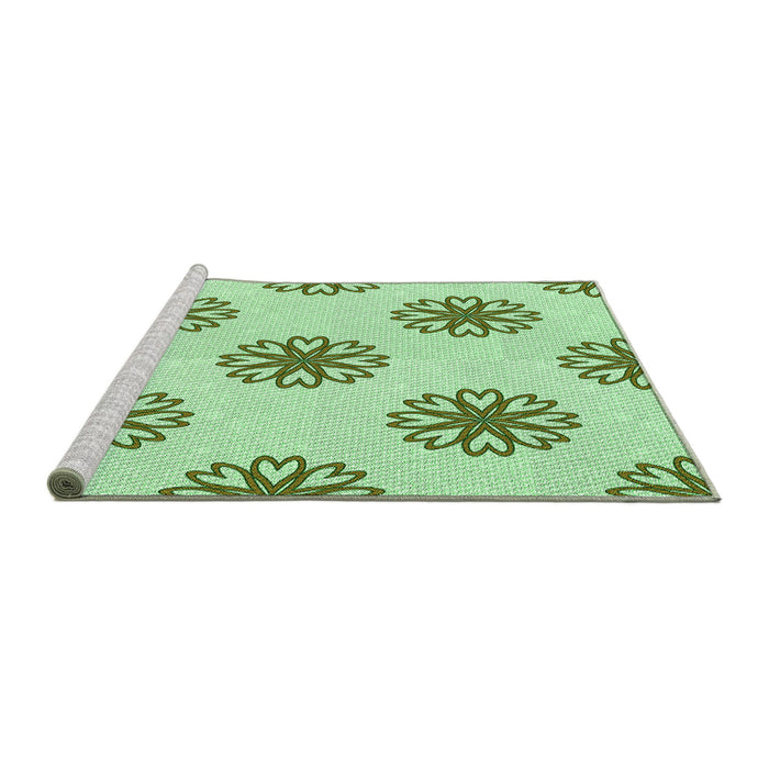 Sideview of Machine Washable Transitional Green Rug, wshpat2313grn