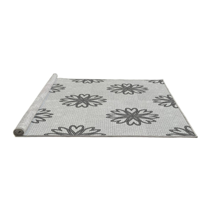 Sideview of Machine Washable Transitional Platinum Gray Rug, wshpat2313gry