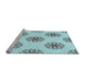 Sideview of Machine Washable Transitional Cadet Blue Green Rug, wshpat2313lblu