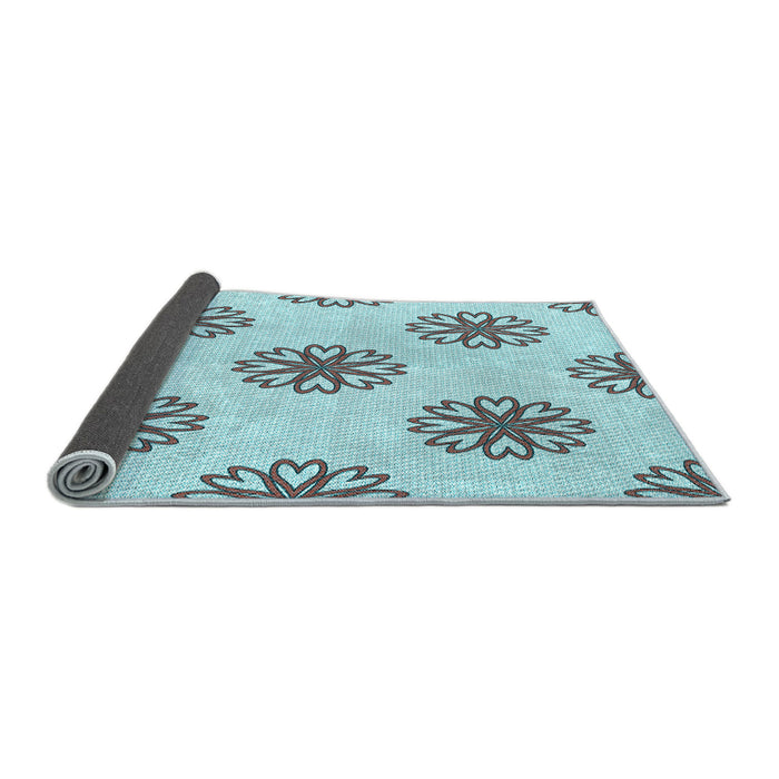 Thickness of Patterned Cadet Blue Green Rug, pat2313lblu