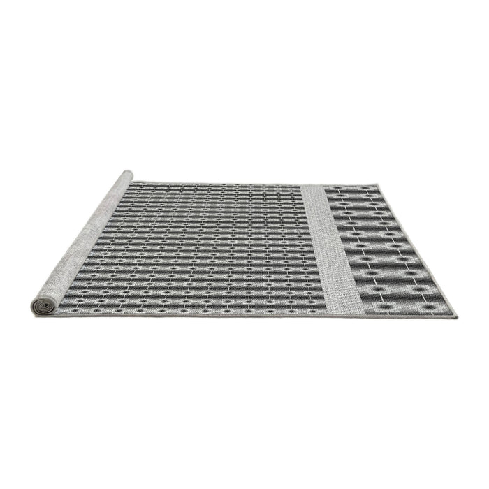 Sideview of Machine Washable Transitional Platinum Silver Gray Rug, wshpat2318gry