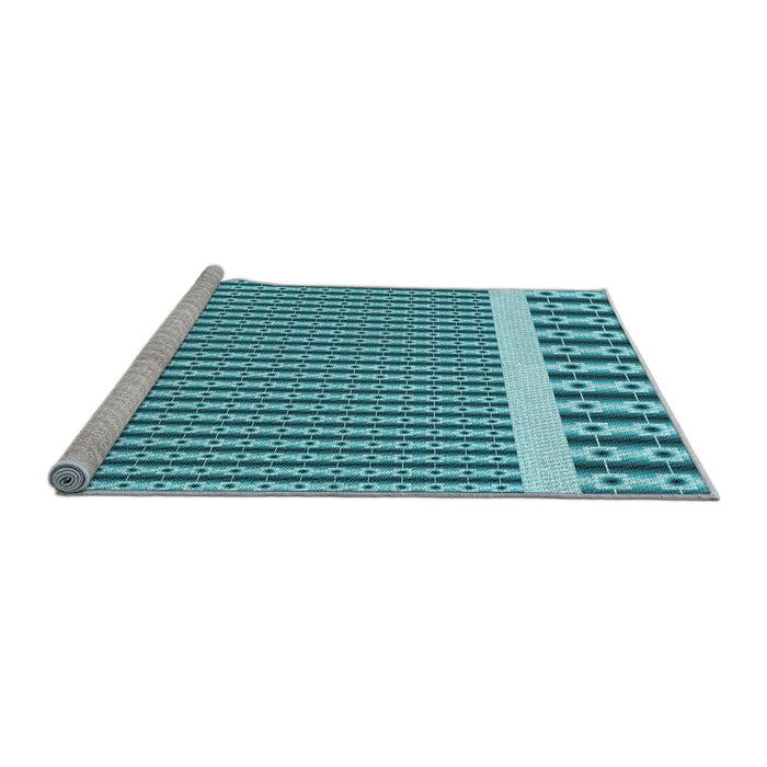 Sideview of Machine Washable Transitional Dark Cyan Green Rug, wshpat2318lblu