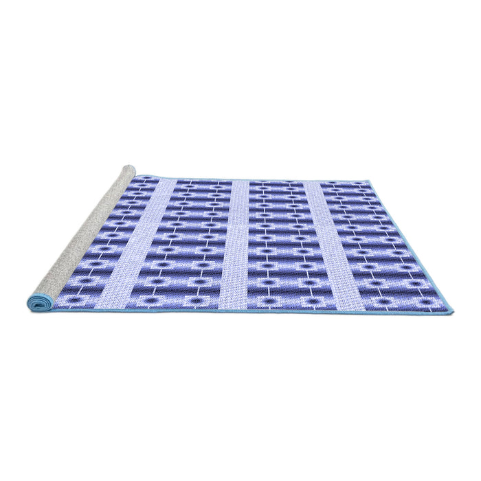 Sideview of Machine Washable Transitional Royal Blue Rug, wshpat2319blu