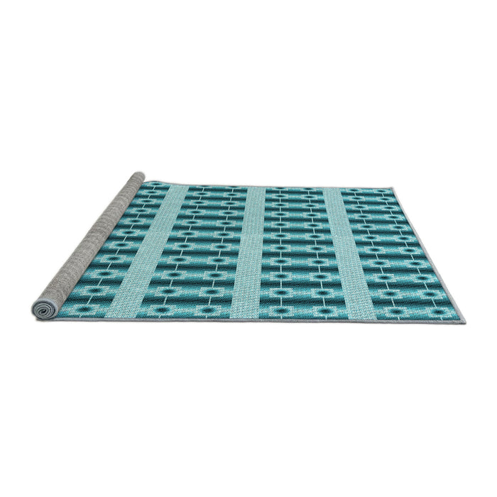 Sideview of Machine Washable Transitional Dark Cyan Green Rug, wshpat2319lblu