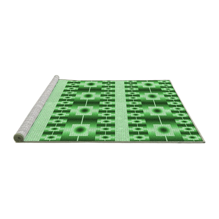 Sideview of Machine Washable Transitional Green Rug, wshpat2320grn