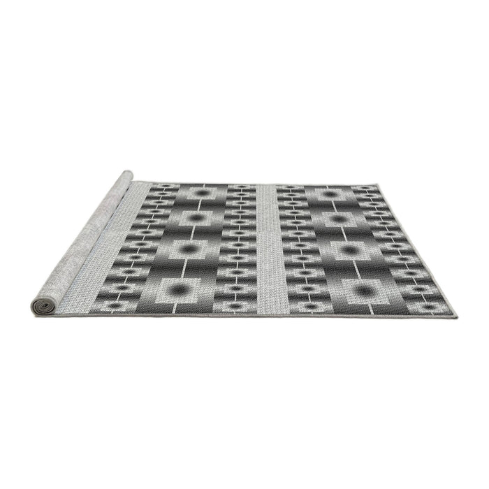 Sideview of Machine Washable Transitional Platinum Silver Gray Rug, wshpat2320gry