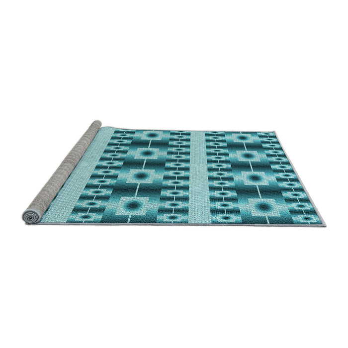 Sideview of Machine Washable Transitional Dark Cyan Green Rug, wshpat2320lblu
