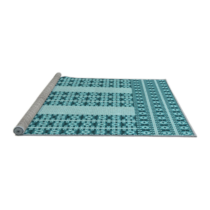 Sideview of Machine Washable Transitional Dark Cyan Green Rug, wshpat2321lblu