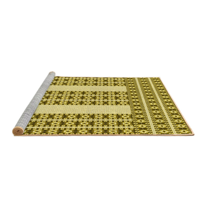 Sideview of Machine Washable Transitional Dark Yellow Green Rug, wshpat2321yw
