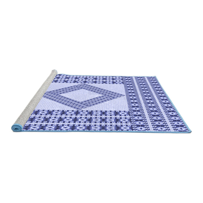 Sideview of Machine Washable Transitional Royal Blue Rug, wshpat2323blu