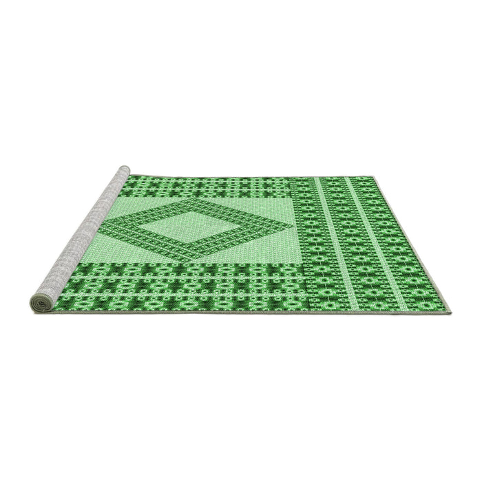 Sideview of Machine Washable Transitional Jade Green Rug, wshpat2323grn