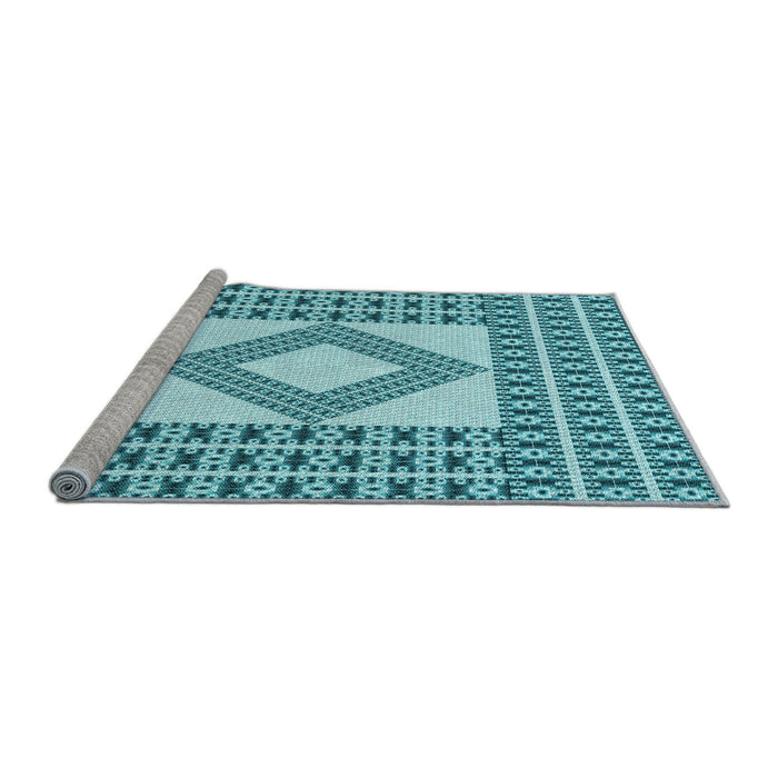 Sideview of Machine Washable Transitional Dark Cyan Green Rug, wshpat2323lblu