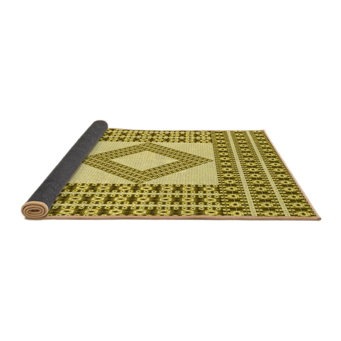 Thickness of Patterned Dark Yellow Green Rug, pat2323yw