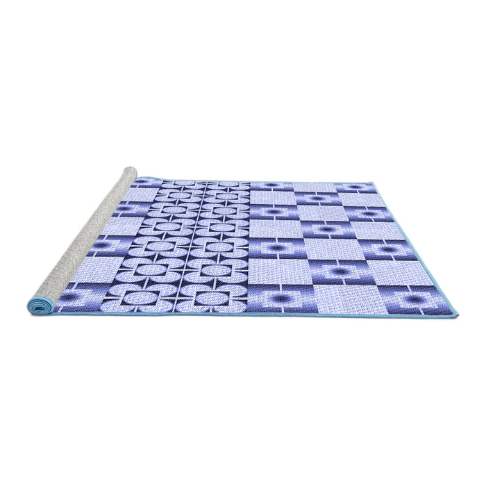 Sideview of Machine Washable Transitional Blue Rug, wshpat2324blu