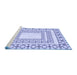 Sideview of Machine Washable Transitional Blue Rug, wshpat2326blu