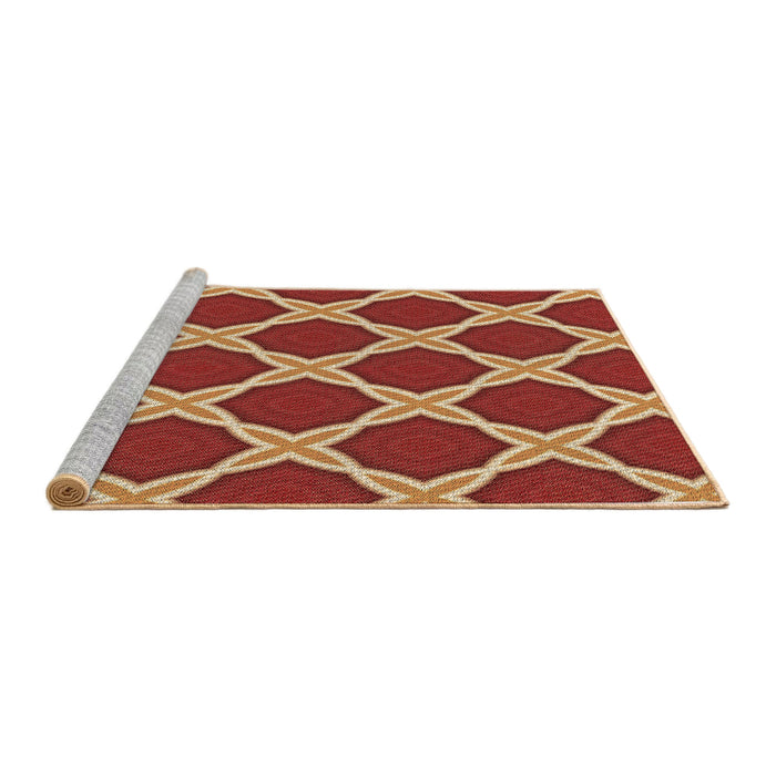 Sideview of Machine Washable Transitional Red Rug, wshpat2327brn