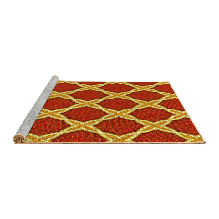 Sideview of Machine Washable Transitional Orange Rug, wshpat2327yw