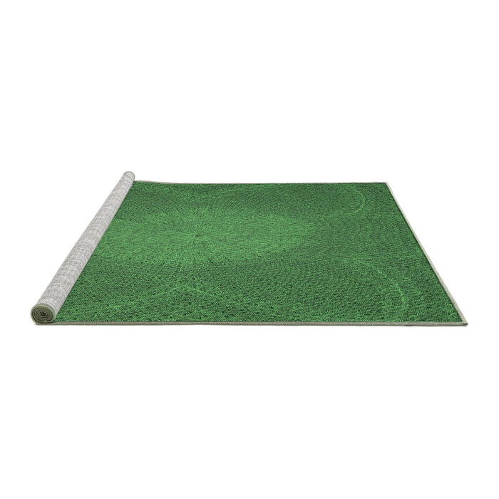 Sideview of Machine Washable Transitional Forest Green Rug, wshpat2329grn