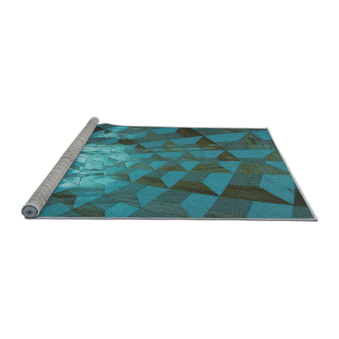 Sideview of Machine Washable Transitional Dark Turquoise Green Rug, wshpat233lblu