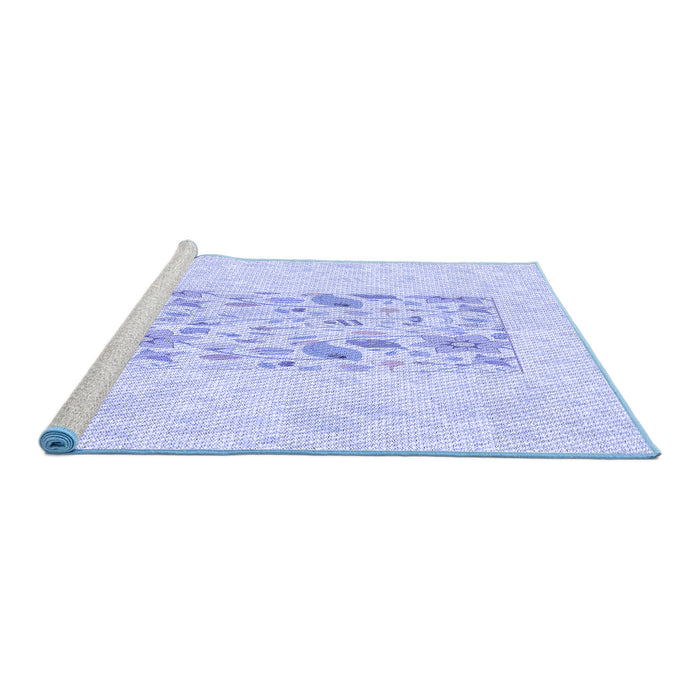 Sideview of Machine Washable Transitional Lavender Blue Rug, wshpat2332blu
