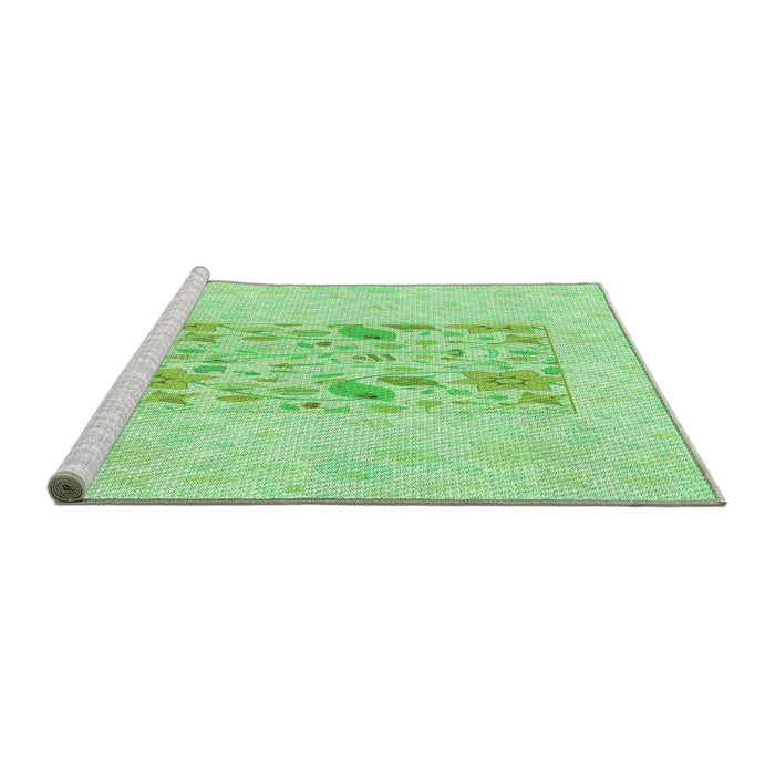 Sideview of Machine Washable Transitional Green Rug, wshpat2332grn