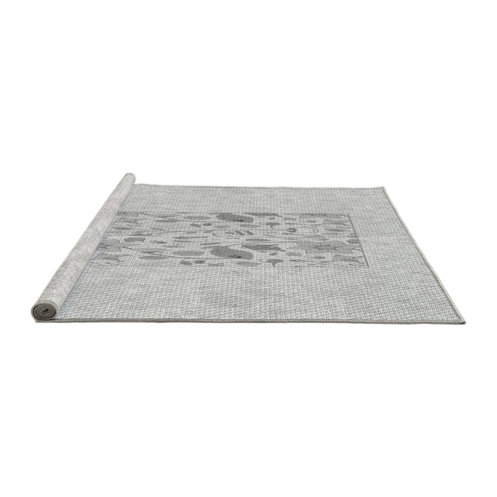 Sideview of Machine Washable Transitional Platinum Gray Rug, wshpat2332gry