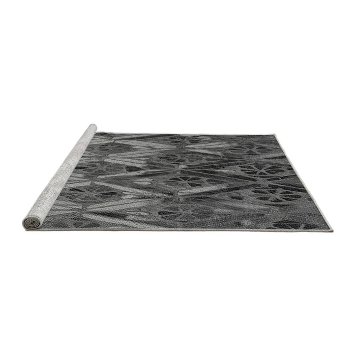 Sideview of Machine Washable Transitional Gunmetal Gray Rug, wshpat2333gry