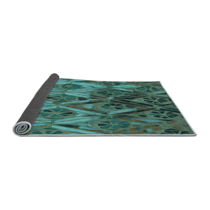 Thickness of Patterned Deep-Sea Green Rug, pat2333lblu