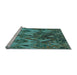 Sideview of Machine Washable Transitional Deep-Sea Green Rug, wshpat2333lblu