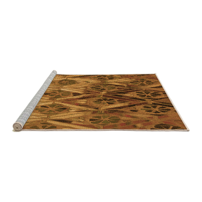 Sideview of Machine Washable Transitional Saddle Brown Rug, wshpat2333org