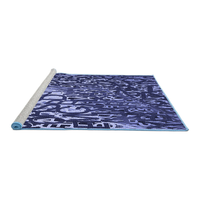 Sideview of Machine Washable Transitional Blue Rug, wshpat2334blu