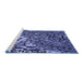 Sideview of Machine Washable Transitional Blue Rug, wshpat2334blu