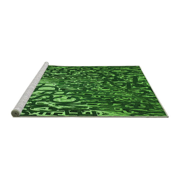 Sideview of Machine Washable Transitional Deep Emerald Green Rug, wshpat2334grn