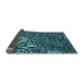 Thickness of Patterned Deep Teal Green Rug, pat2334lblu